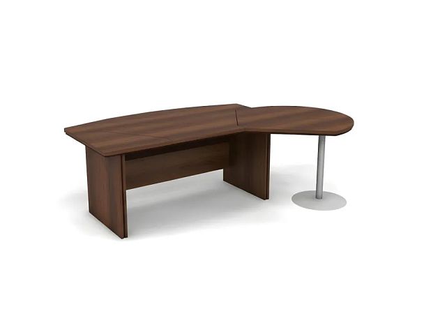 БЕРЛИН / BERLIN Стол руководителя с брифингом правый 2550х1500х760 Орех Вармия/Черный - Вид 1