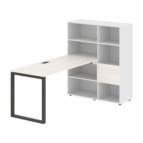 Стол-стеллаж EQRST 1115 Ясень Траун/Мокко/Белый 1990х1120х1355 EDIS - Вид 1