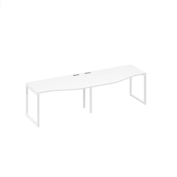Рабочая станция столы Техно (2х140) каркас DUE металлический A4 А4 Б2 063-2 БП белый премиум / металлокаркас белый - Вид 1