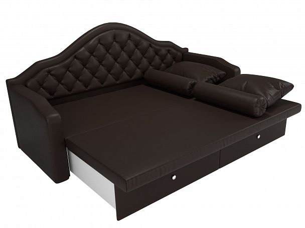 Прямой диван софа Сойер (полностью экокожа коричневая) - Вид 7