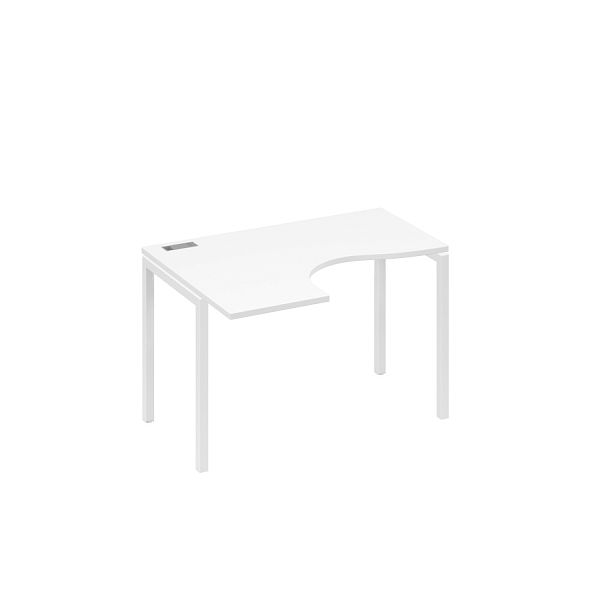 Стол эргономичный левый "Классика" на металлокаркасе DUE A4 А4 Б2 031 БП белый премиум / металлокаркас белый - Вид 1