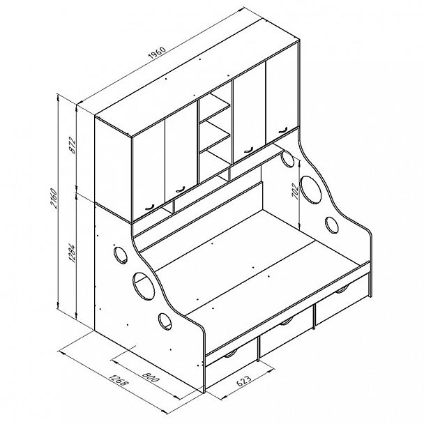 Кровать с антресолью "Дельта-21.01" - Вид 3