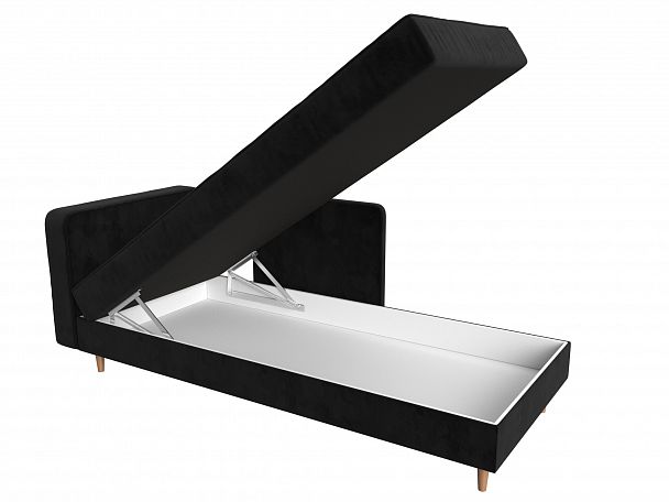 Кушетка Прайм левый (полностью велюр черный) - Вид 6