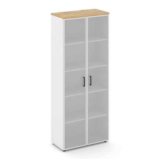 Style Project Шкаф высокий широкий SN.STS.E-109 Белый/Тиквуд Светлый/Сатин/Черный Ручки 796*400*1982 - Вид 1