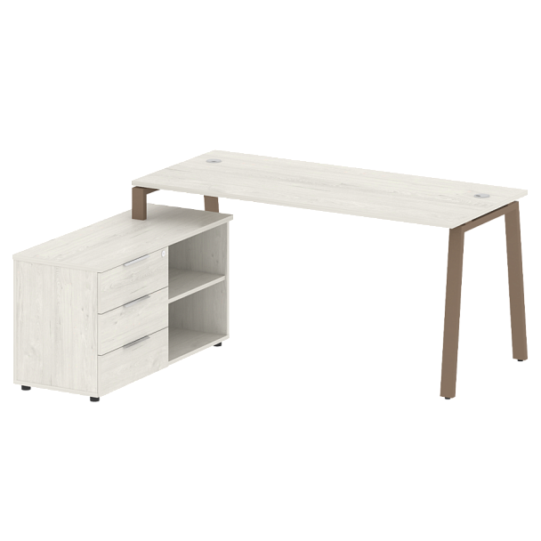 Metal System Р. ст. с тумбой на А-образном м/к БА.РС-СТС-2.4 (L) Дуб наварра/Мокко металл 1700*1520*750 - Вид 1