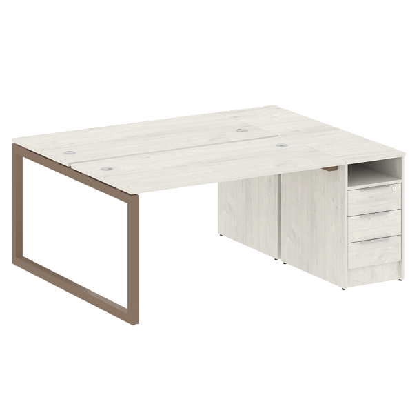 Metal System Quattro Р. ст. с тумбой на О-образном м/к 50БО.РС-СТП-2.3 Дуб наварра/Мокко металл 1812*1475*750 - Вид 1