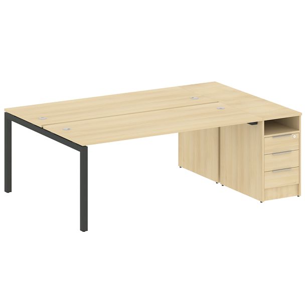 Metal System Quattro Р. ст. с тумбой на П-образном м/к 50БП.РС-СТП-2.5 Акация/Антрацит металл 2212*1475*750 - Вид 1