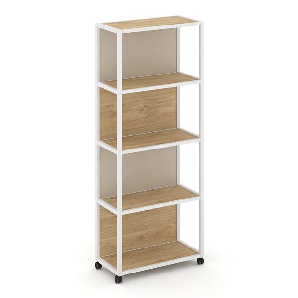 Shelf Mobile Стеллаж 5 уровней 1 секция VR.LT-STK-504.10 Тиквуд Светлый/Металл Белый/W-04 1000*400*2000 - Вид 2