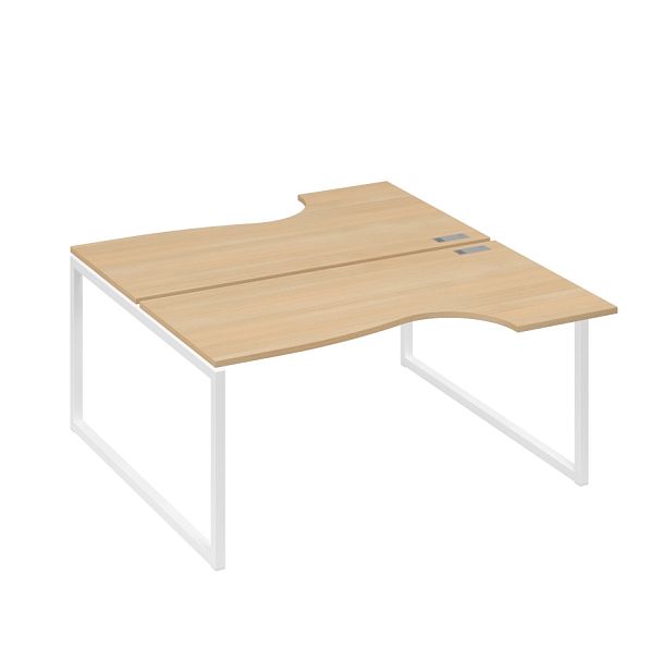 Рабочая станция (2х160) столы Классика опоры QUATTRO A4 А4 Б4 185 БП натуральный дуб / металлокаркас белый - Вид 1