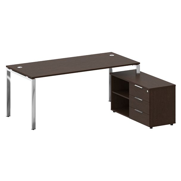 Metal System Direct Стол руковододителя с тумбой правый БГ.СРТ-5.8 (R) Венге/Нерж. сталь 1900*1620*750 - Вид 1
