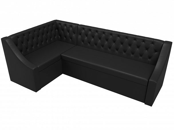 Кухонный угловой диван Мерлин левый (полностью экокожа черная) - Вид 5