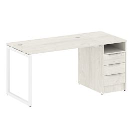 Metal System Quattro Р. ст. с тумбой на О-образном м/к 40БО.РС-СТП-1.2 Дуб наварра/Белый металл 1612*720*750 - Фото предпросмотра