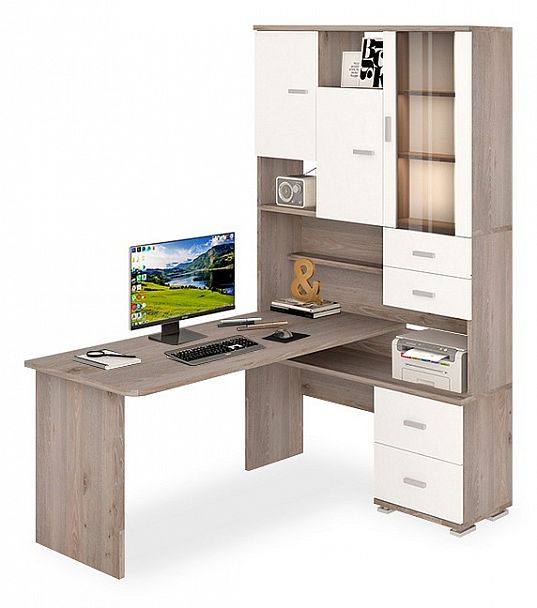 Стол компьютерный Домино СР-620/160 Белый/Нельсон правый - Вид 1