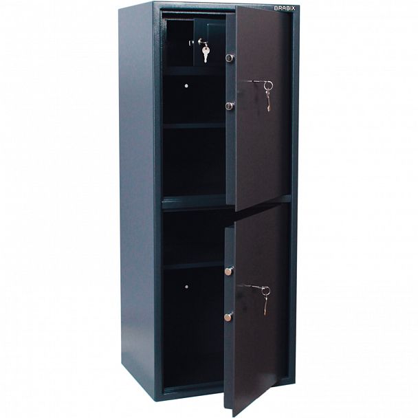 Сейф BRABIX "КМ-1200Т/2", 1200х475х400 мм, 76 кг, 2 отделения, ключевой замок, трейзер, крепление к стене, 291170 - Вид 2