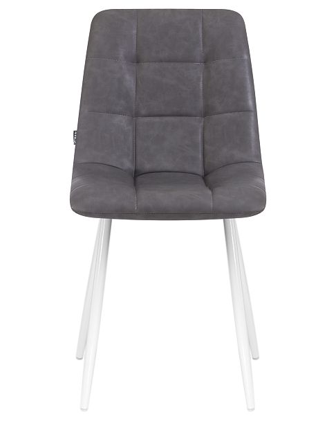 Стул обеденный DOBRIN ALEX (белые ножки, серая антрацитовая винтажная экокожа (RU-08)) - Вид 6