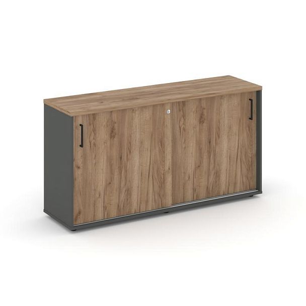 Стайл Проджект Тумба опорная/приставная SN.TOP-142 Антрацит/Дуб Табак/Черный Ручки 1432*400*750 - Вид 1