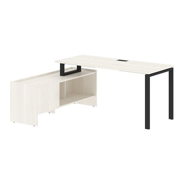 Стол с тумбой EUCT 17614 Ясень Траун/Черный 1760х1400х750 EDIS - Вид 1