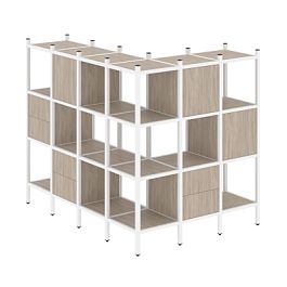 Loft Угловой внешний стеллаж наборный VR.L-52 Дуб аттик/Белый металл 1694*1278*1458 - Фото предпросмотра