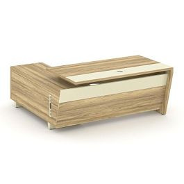 Корнер Стол руководителя с тумбой COR.SRT-18 (R) Гикори Песочный/Ваниль/Металл Ваниль 1800*1800*750 - Фото предпросмотра