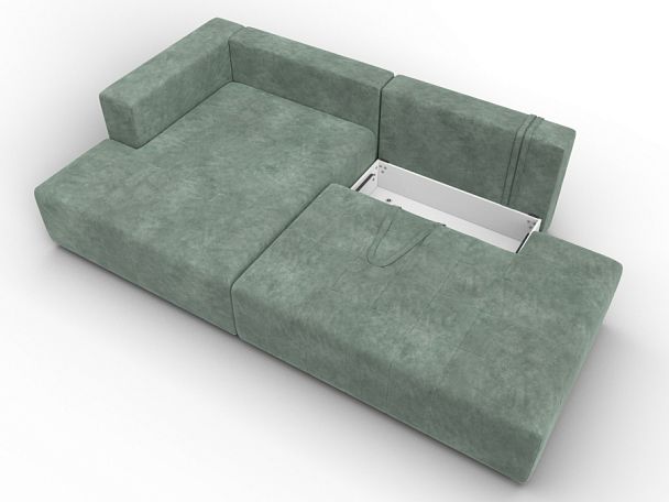Диван угловой Лига-103 НПБ угол левый Велюр зеленый - Вид 7