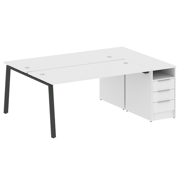 Metal System Р. ст. с тумбой на А-образном м/к БА.РС-СТП-2.4 Белый/Антрацит металл 2012*1475*750 - Вид 1