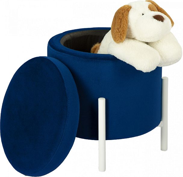 Пуф Кен с местом для хранения Синий велюр Confetti blue/белый - Вид 3