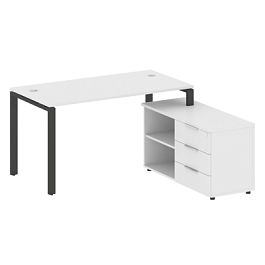 Metal System Р. ст. с тумбой на П-образном м/к БП.РС-СТС-2.3 (R) Белый/Антрацит металл 1500*1520*750 - Фото предпросмотра