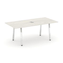 Style Project Direct Lux Стол переговорный M-SN-6A.SPRG-198 Дуб Наварра/Нержавеющая Сталь/Хром 1980*980*25 - Фото предпросмотра