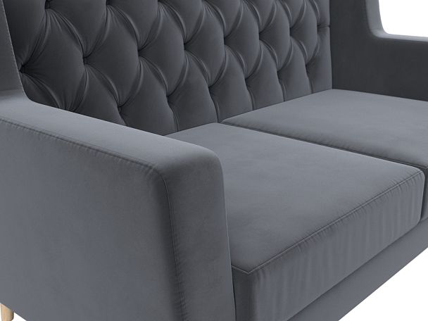 Прямой диван Брайтон 2 Люкс (полностью велюр серый) - Вид 4