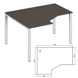 Эргономичный стол левый Trend Metal 140x120x75 тёмный дуб - Фото предпросмотра