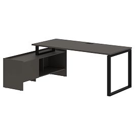 Стол с тумбой EQCT 19814 Мокко/Черный 1960х1400х750 EDIS - Фото предпросмотра