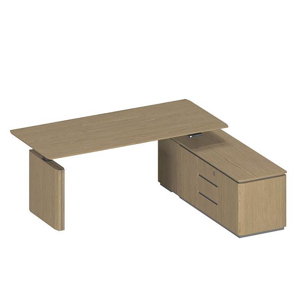 Стол руководителя ION на электроприводе на опорной тумбе правый, без экрана ИН 135 ГР - Вид 1