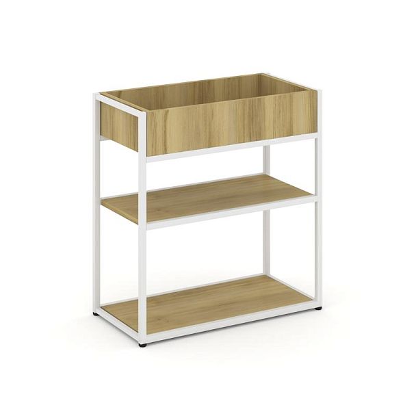 Rift Стеллаж Металл Антрацитический низкий приставной RF.STM-012 Дуб Винченцо/Металл Белый 696*350*750 - Вид 1
