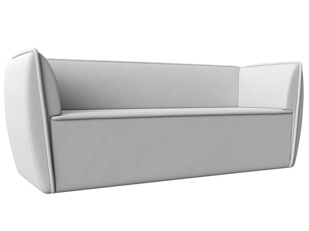 Прямой диван Бергамо 3-х местный (полностью экокожа белая) - Вид 1