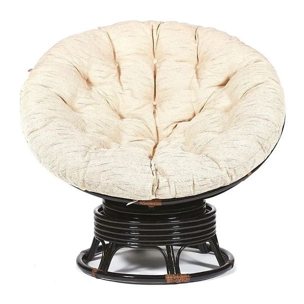 Кресло-качалка Папасан/Papasan (W 23/01 B) /с подушкой/Antique brown (античный черно-коричневый) - Вид 3