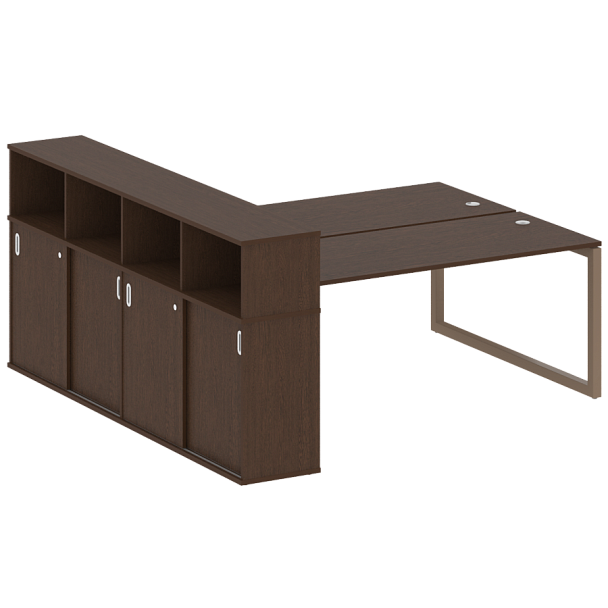 Metal System Quattro Р. ст. с шкафом-купе на О-образном м/к 50БО.РС-СШК-4.5 Т Венге/Мокко металл 2210*2332*1098 - Вид 1