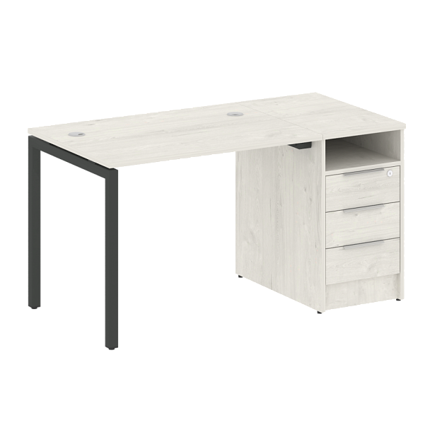 Metal System Quattro Р. ст. с тумбой на П-образном м/к 40БП.РС-СТП-1.1 Дуб наварра/Антрацит металл 1412*720*750 - Вид 1