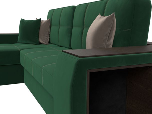 Угловой диван Брюссель левый (полностью велюр зеленый) - Вид 4