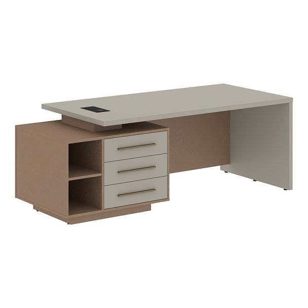 Стол руководителя с тумбой VCT 2190(L) Аметист/Бронза браш/Кобра 2100х900х750 VELION - Вид 1