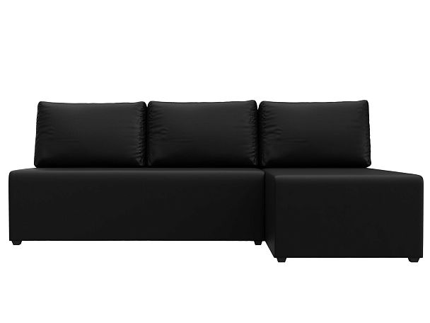 Угловой диван Поло правый (полностью экокожа черная) - Вид 2