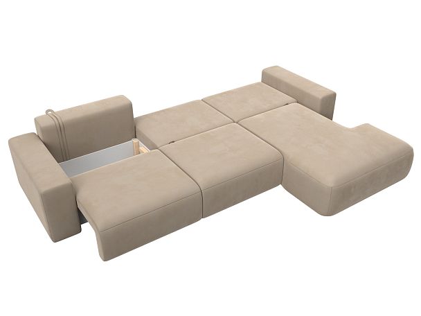 Диван угловой Лига-036 Классик Лонг правый угол Велюр бежевый - Вид 9
