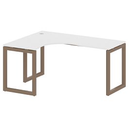 Metal System Quattro Стол криволинейный левый на О-образном м/к 50БО.СА-4 (L) Белый/Мокко металл 1600*1200*750 - Фото предпросмотра