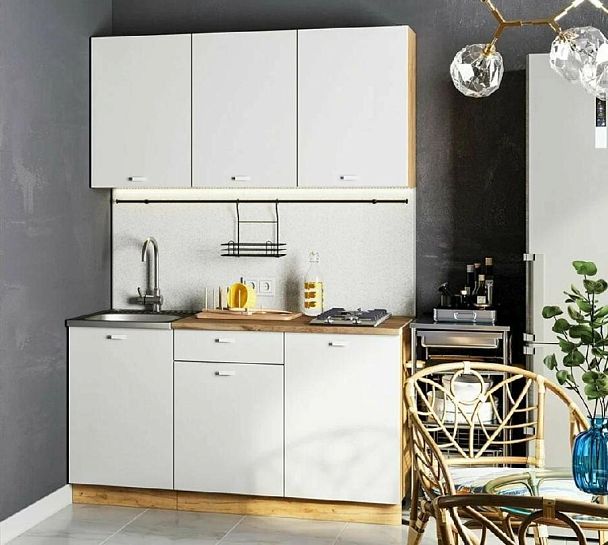 кухня Дана 1,5 дуб крафт золотой/белый - Вид 4