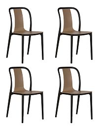 Набор 4 шт Стул обеденный DOBRIN ADAM (черный/бежевый) - Фото предпросмотра