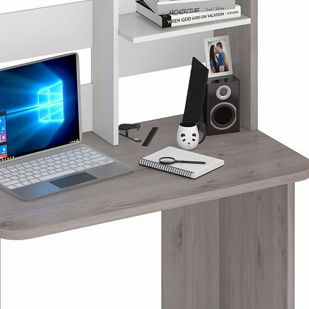 Стол компьютерный Домино Lite СКЛ-Прям100Р+НКЛ-100 Белый/Нельсон - Вид 3