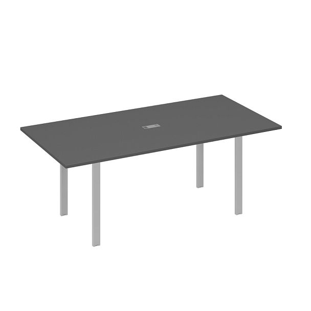 Стол 200 на металлокаркасе UNO в переговорную A4 А4 Б1 123 БП антрацит премиум / металлокаркас серый - Вид 1