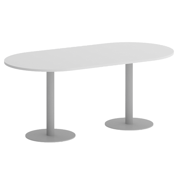 Home Office Стол овальный VR.SP-5-180.1 Белый/Серый металл 1800*900*750 - Вид 1