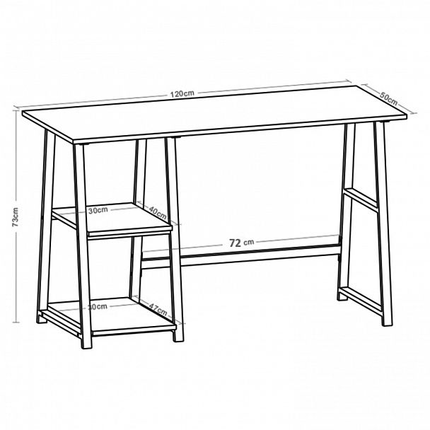 Стол на металлокаркасе BRABIX "LOFT CD-006", 1200х500х730 мм, 2 полки, цвет дуб антик, 641225 - Вид 5