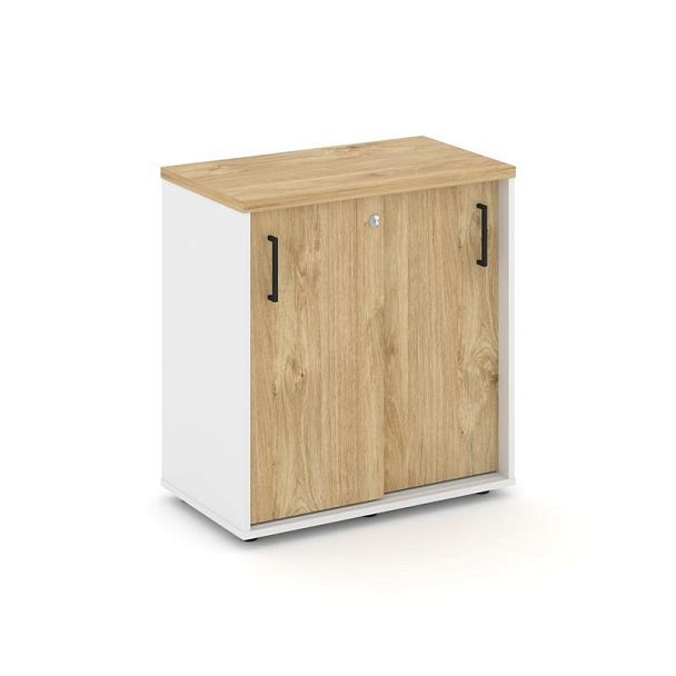 Стайл Проджект Тумба опорная/приставная SN.TOP-043 Белый/Тиквуд Светлый/Черный Ручки 800*400*750 - Вид 1