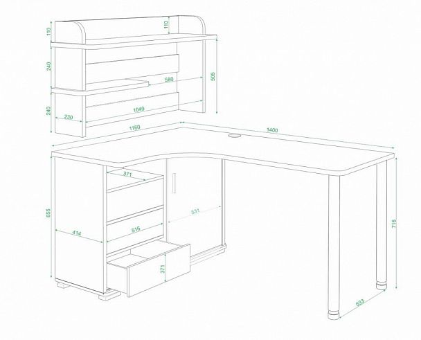 Стол письменный Домино СР-145СМ Белый/Венге левый - Вид 2